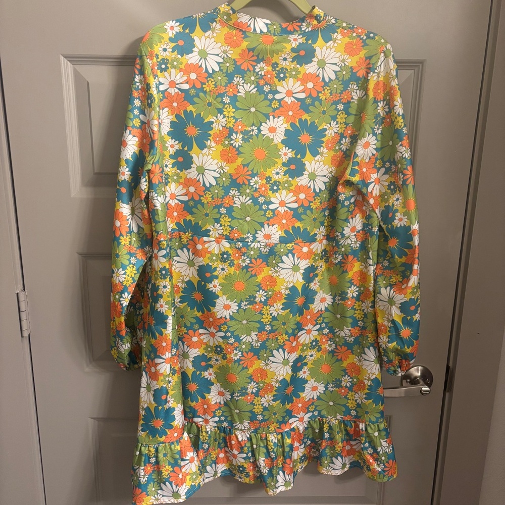 Floral Mod Long Sleeve Dress - Sz Small - Picture 4 of 4